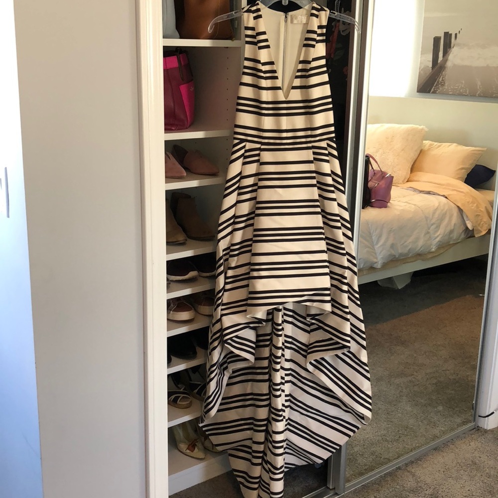 Alice + Olivia striped high low gown